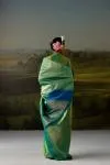 Dual Tone Emerald Blue Kanjivaram Silk Saree