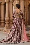 Wine Embroidered Trail Gown