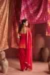 Chilli Scarlet Georgette Dhoti Set
