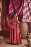Rani Pink Silk Anarkali Set