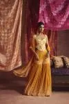 Mustard And Ivory Georgette Garara Set
