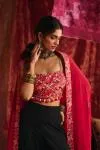 Rani Pink And Black Silk Sharara Set