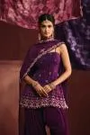 Royal Purple Georgette Dhoti Set