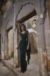 Bottle Green Net Drape Saree