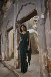 Bottle Green Net Drape Saree