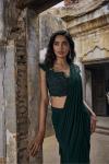 Bottle Green Net Drape Saree