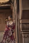 Garnet Red Crepe Lehenga Set
