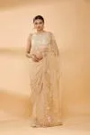 Golden Beige Embroidered Saree