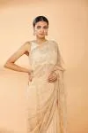 Golden Beige Embroidered Saree