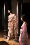 Peach Kota Doria Silk Sari
