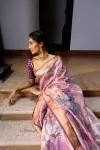 Rose Pink Kota Doria Silk Sari
