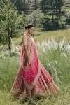 Peach Magenta Omber Lehenga