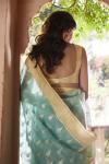 Aqua Green Banarasi Kora Saree