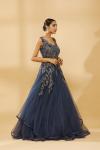 Navy Blue Shimmer Net Embroidered Gown