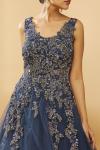 Navy Blue Shimmer Net Embroidered Gown