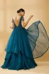 Teal Blue Embroidered Gown