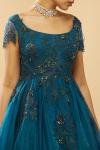 Teal Blue Embroidered Gown