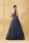 Navy Blue Shimmer Net Embroidered Gown
