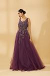 Wine Shimmer Embroidered Gown
