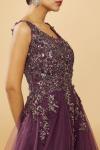 Wine Shimmer Embroidered Gown