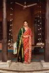 Vermillion Cotton Gharchola Saree