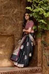 Black Banarasi Satin Saree