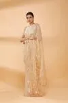 Golden Beige Embroidered Saree