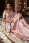 Salmon Pink Kanjivaram Silk Tissue Saree