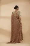 Ochre Brown Embroidered Saree