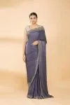 Pigeon Grey Embroidered Saree