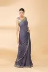 Pigeon Grey Embroidered Saree