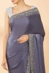 Pigeon Grey Embroidered Saree