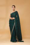 Bottle Green & Navy Blue Embroidered Saree