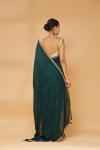 Bottle Green & Navy Blue Embroidered Saree