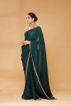 Bottle Green & Navy Blue Embroidered Saree