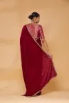 Garnet Red Embroidered Saree