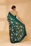 Bottle Green Embroidered Saree