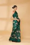 Bottle Green Embroidered Saree