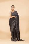 Charcol Grey Ombre Embroidered Saree