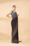 Charcol Grey Ombre Embroidered Saree