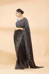 Charcol Grey Ombre Embroidered Saree
