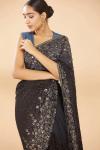 Charcol Grey Ombre Embroidered Saree