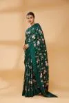 Bottle Green Embroidered Saree