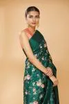 Bottle Green Embroidered Saree