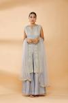 Powder Blue Embroidered sharara Suit