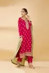 Fuschia Pink & Pista Green Embroidered Suit
