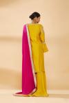 Mustard Embroidered Sharara Suit with Magenta Dupatta