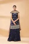 Royal Blue Embroidered Sharara Suit