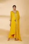 Bright Yellow Embroidered Plazzo Suit