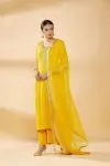 Bright Yellow Embroidered Plazzo Suit